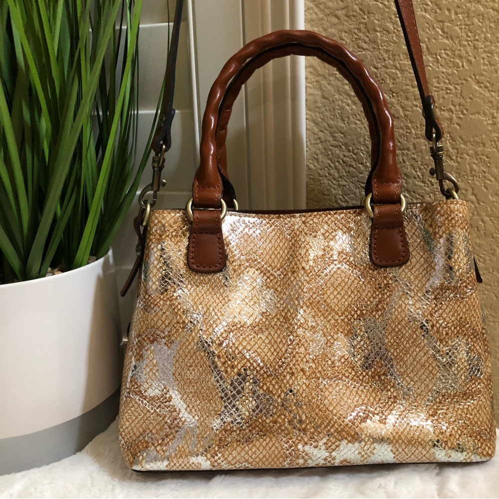 Patricia Nash Leather Metallic Python Crossbody B… - image 2